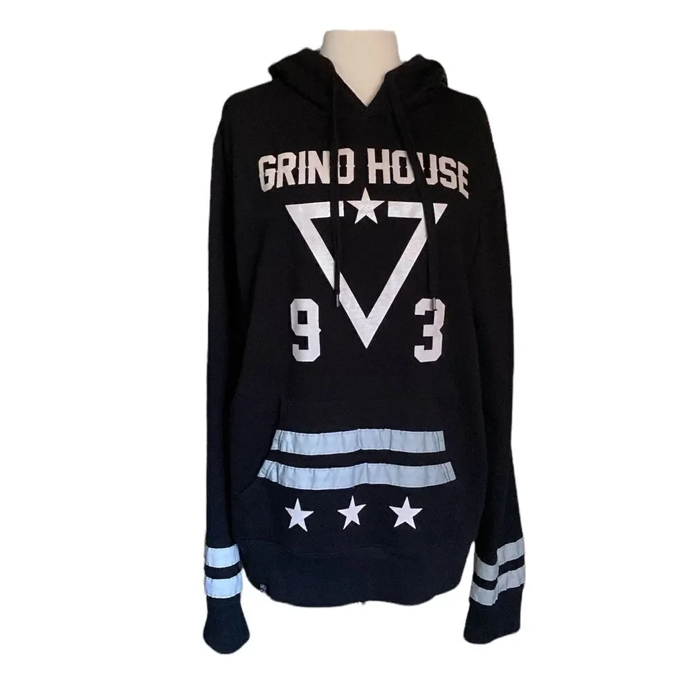 Rare!  GRIND HOUSE Black Label - Fashion Designer Hoodie with reflective strips